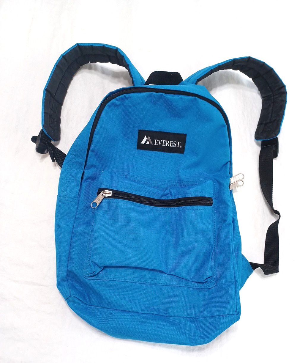 Everest Blue Lightweight Backpack School Travel Hiking Bag 10x15x5 Logo
